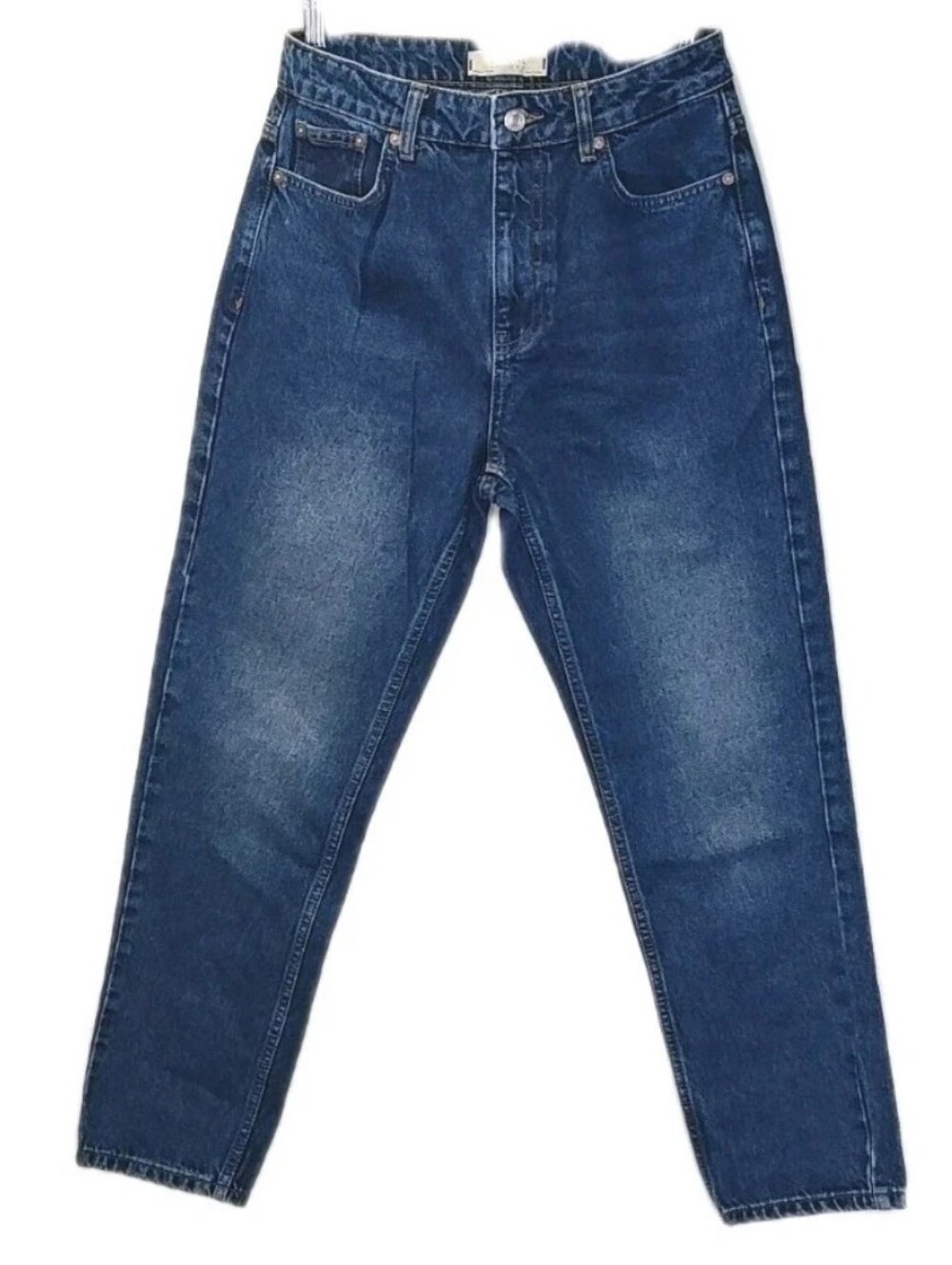 Free People We The Free High Rise Mom Jeans Sz 28 X 27 Blue Denim Taper Ankle